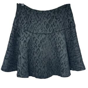 Free People Black Chenille Cheetah Print Mini A Line Skirt Size Medium 8 10